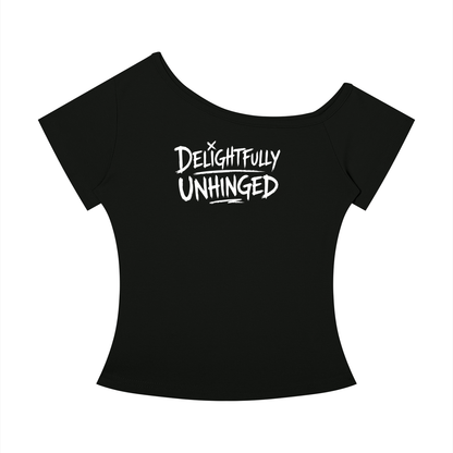 Delightfully Unhinged Off-the-Shoulder T-Shirt